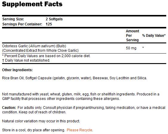 Cesnak bez zápachu - 250 gélových kapsúl