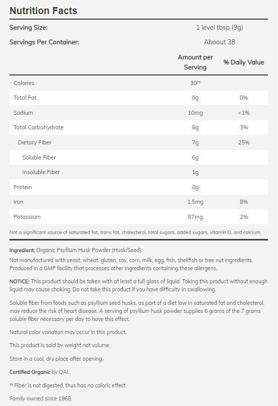 Psyllium šupka prášku / organické - 680 gramov