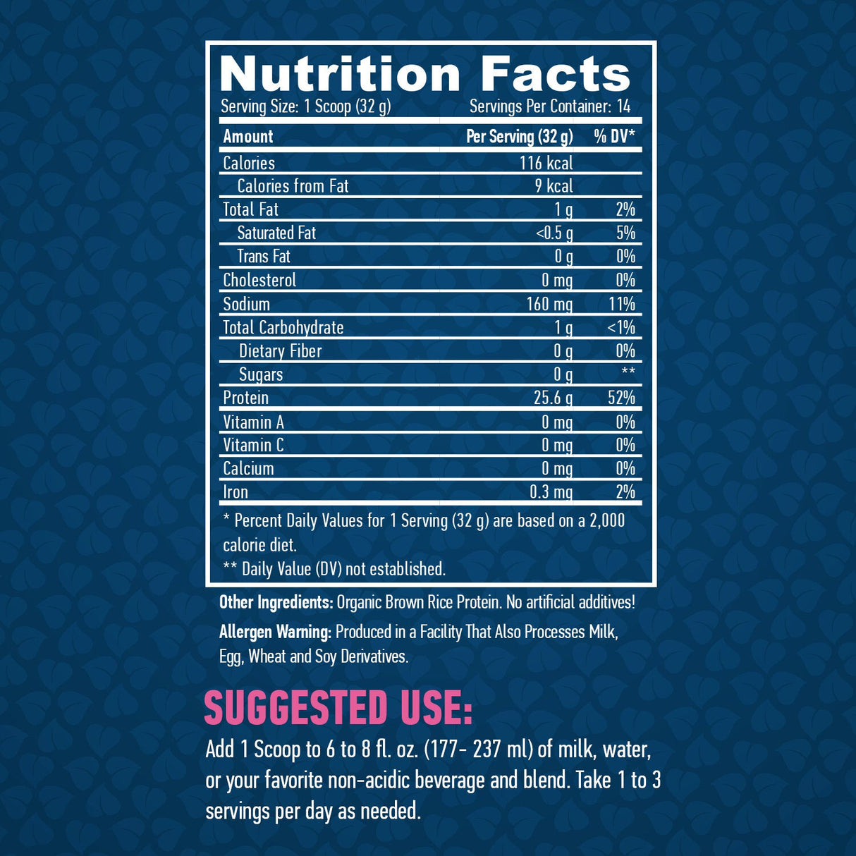 100% všetky prírodné ryžové proteíny / neochvejné - 0,454 kg