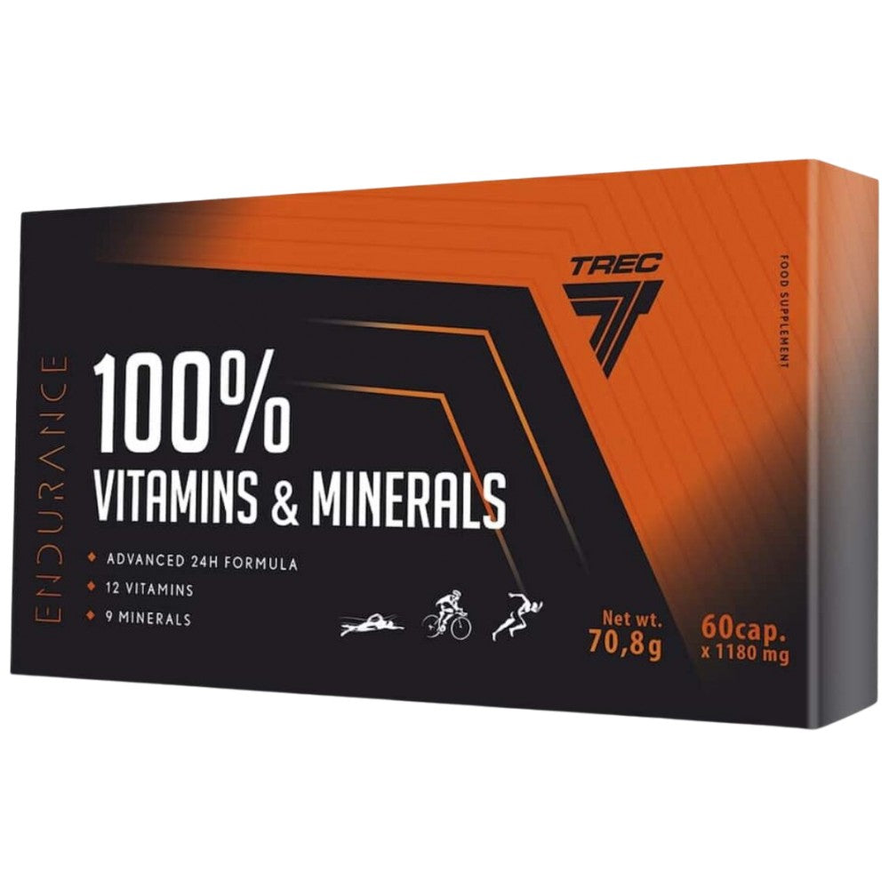 100% vitamíny a minerály Vytrvalosť - 60 kapsúl