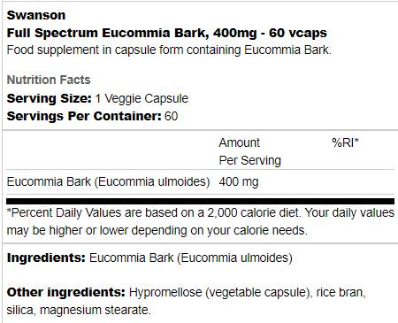 Kôra Eucommia 400 mg 60 kapsúl