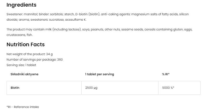 Biotin 2500 McG | Pastilky 360 sublingválnych tabliet