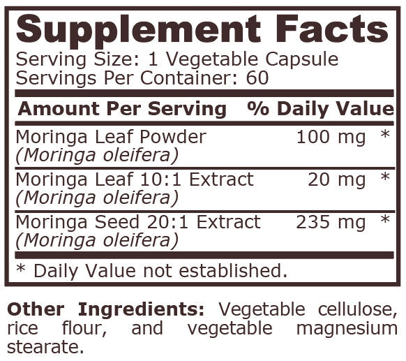 Pure Nutrition - MORINGA COMPLEX - 60 Vegetable Capsules - Nutra Best Europe