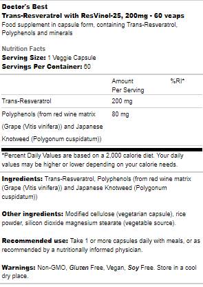 Trans-Resveratrol 200 mg | s kapsulami Resvinol -25 - 60