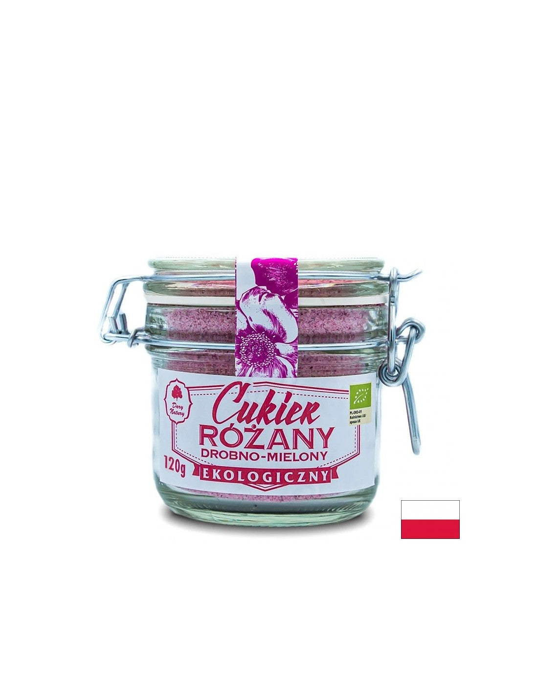Jemne mletý trstinový cukor s ružovými lístkami, 120 g