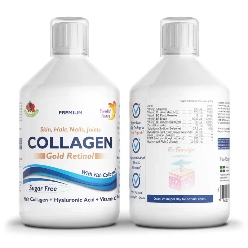Rybí kolagén 12500 mg zlatého retinolu 500 ml Swedish Nutra
