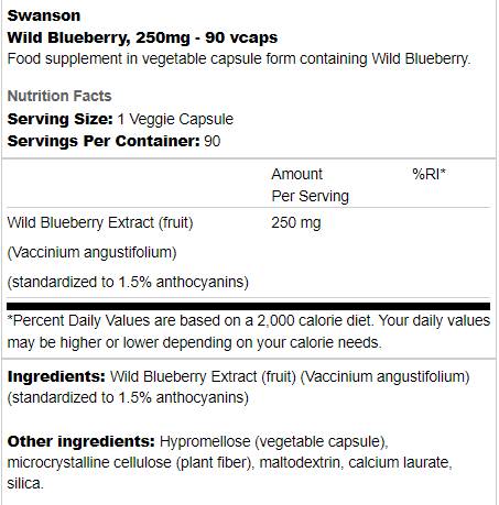 Divoké čučoriedky 250 mg 90 kapsúl