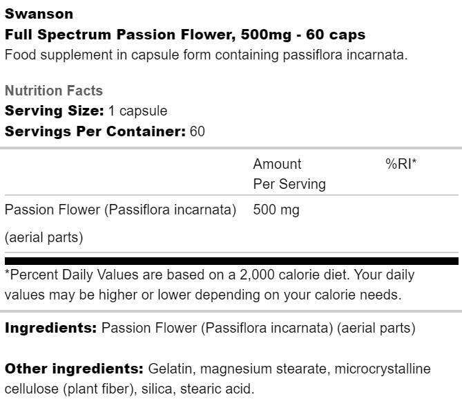 Celé spektrum Passion Flower 500 mg 60 kapsuly