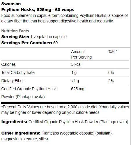 Psyllium Plátky 625 mg 60 kapsúl