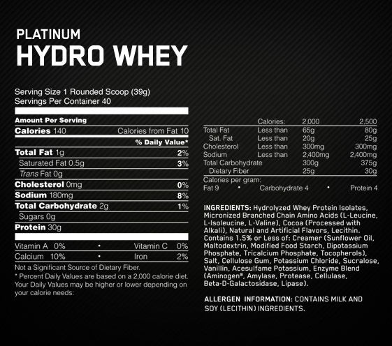 Platinum Hydro srvátka 3,5 libier. - 1 600 kg