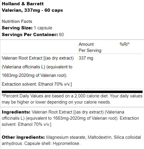 Valerian 337 mg - 60 kapsúl