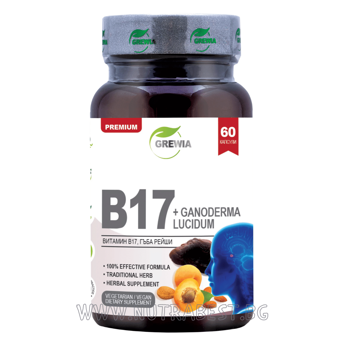 Vitamín B17 (B17) + Amigdalina + Ganoderma Lucidum 60 Caps Grewia