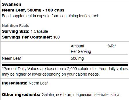 Neem list 500 mg 100 kapsuly