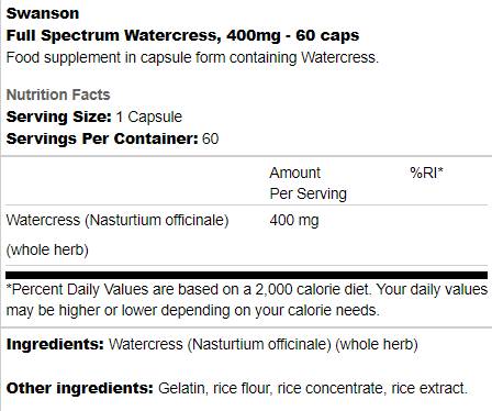 Celé spektrum Watercress 400 mg 60 kapsuly