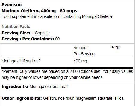 Moringa oleifera 400 mg 60 kapsúl