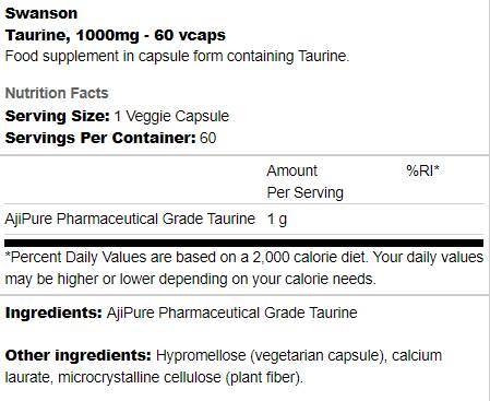 Taurín 1000 mg 60 kapsúl