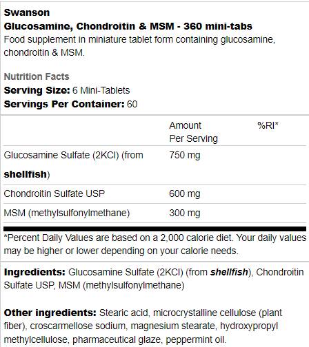 Glukozamín, chondroitin a MSM | Mini tablety - 360 tabliet