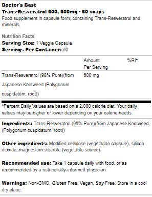 Trans -Resveratrol 600 mg - 60 kapsúl
