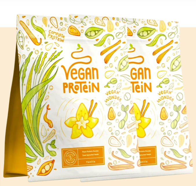 Vegánsky bielkovina - vanilková príchuť vyrobená v Nemecku (2 x 600 g)