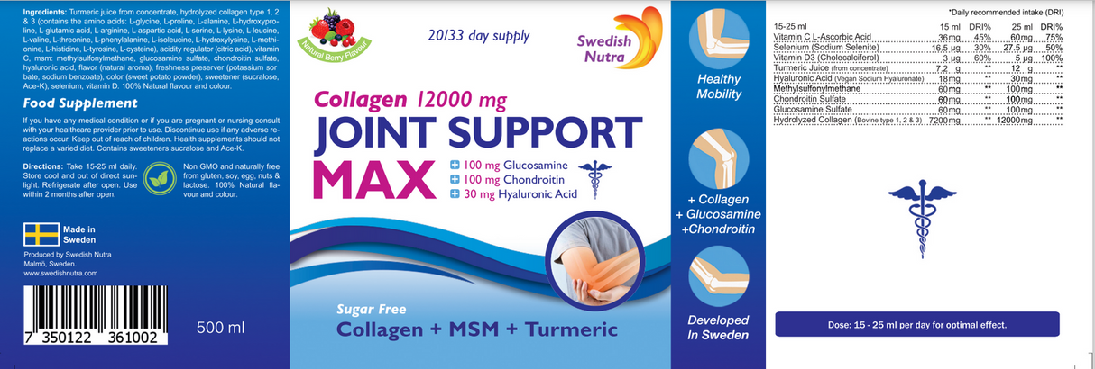 Liquid collagen for joints Joint Support MAX 12000 MG - 500 ml - Nutra Best Europe