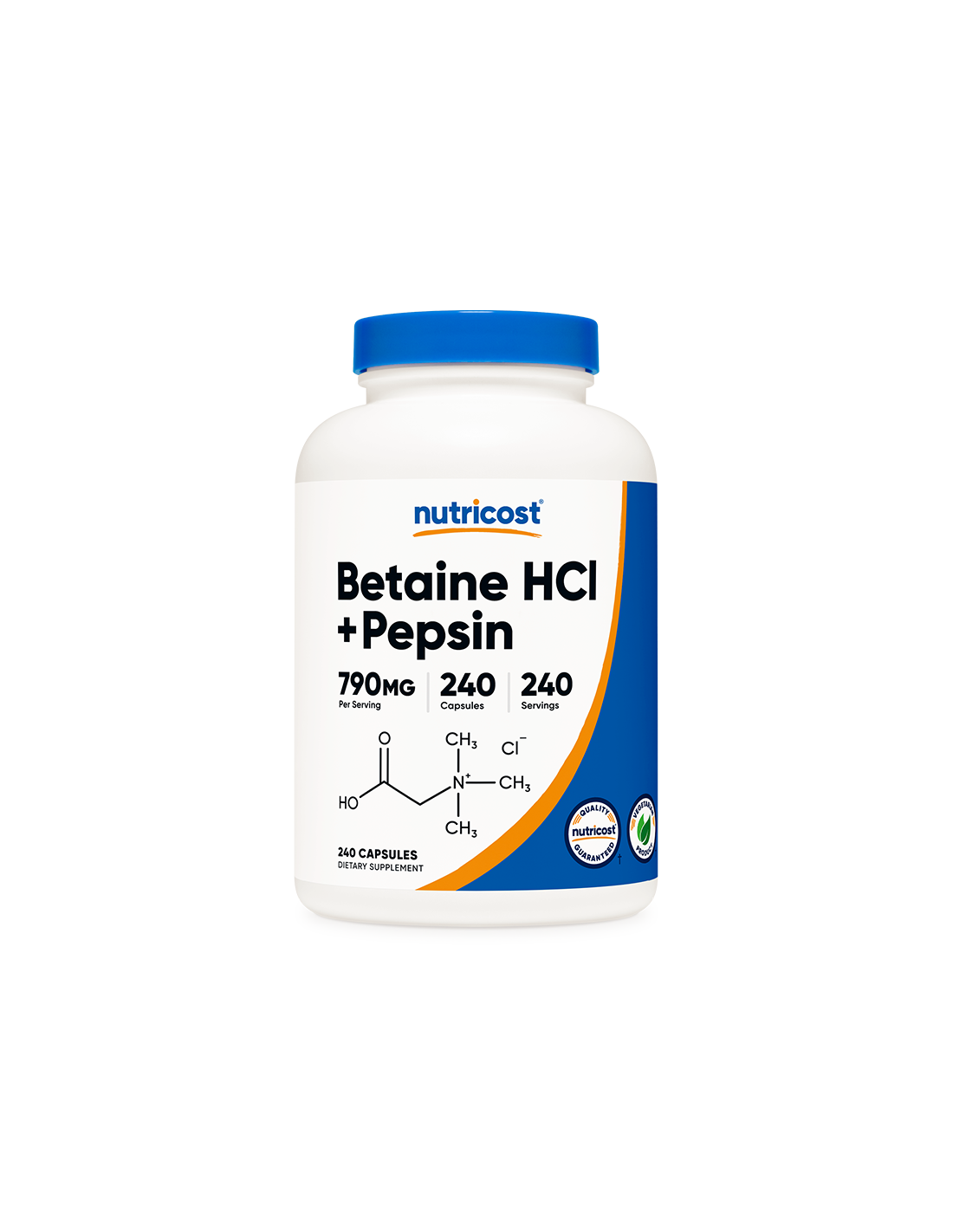 Trávenie - betaín hydrochlorid + pepsín, 240 <tc>Nutricost</tc> Kapsuly