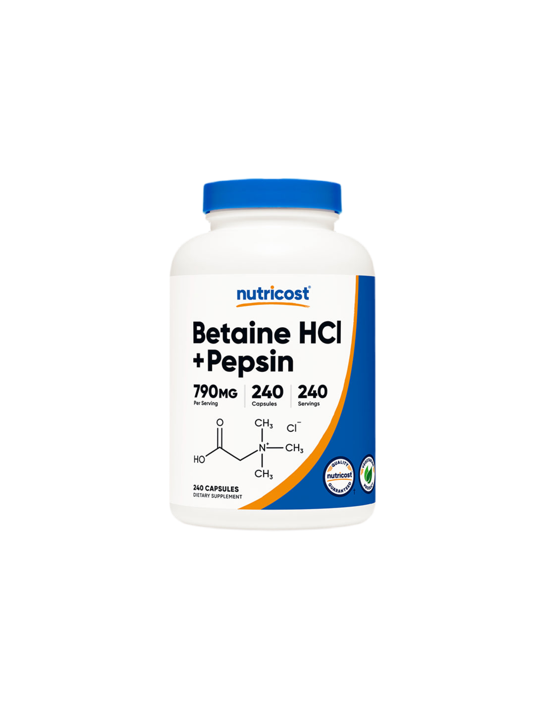 Trávenie - betaín hydrochlorid + pepsín, 240 <tc>Nutricost</tc> Kapsuly