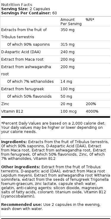 Extrémna podpora mužov Posilňovač testosterónu - 120 kapsúl