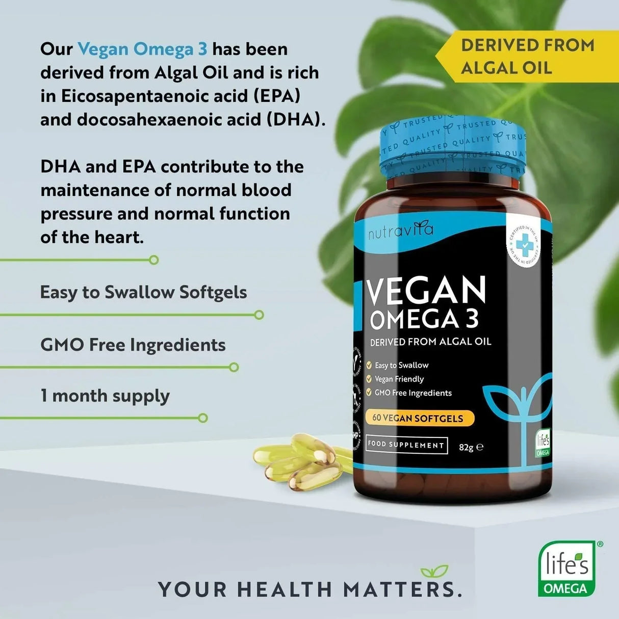 Vegan Omega 3 - 2000 mg /60 vegánskych gélových kapsúl /