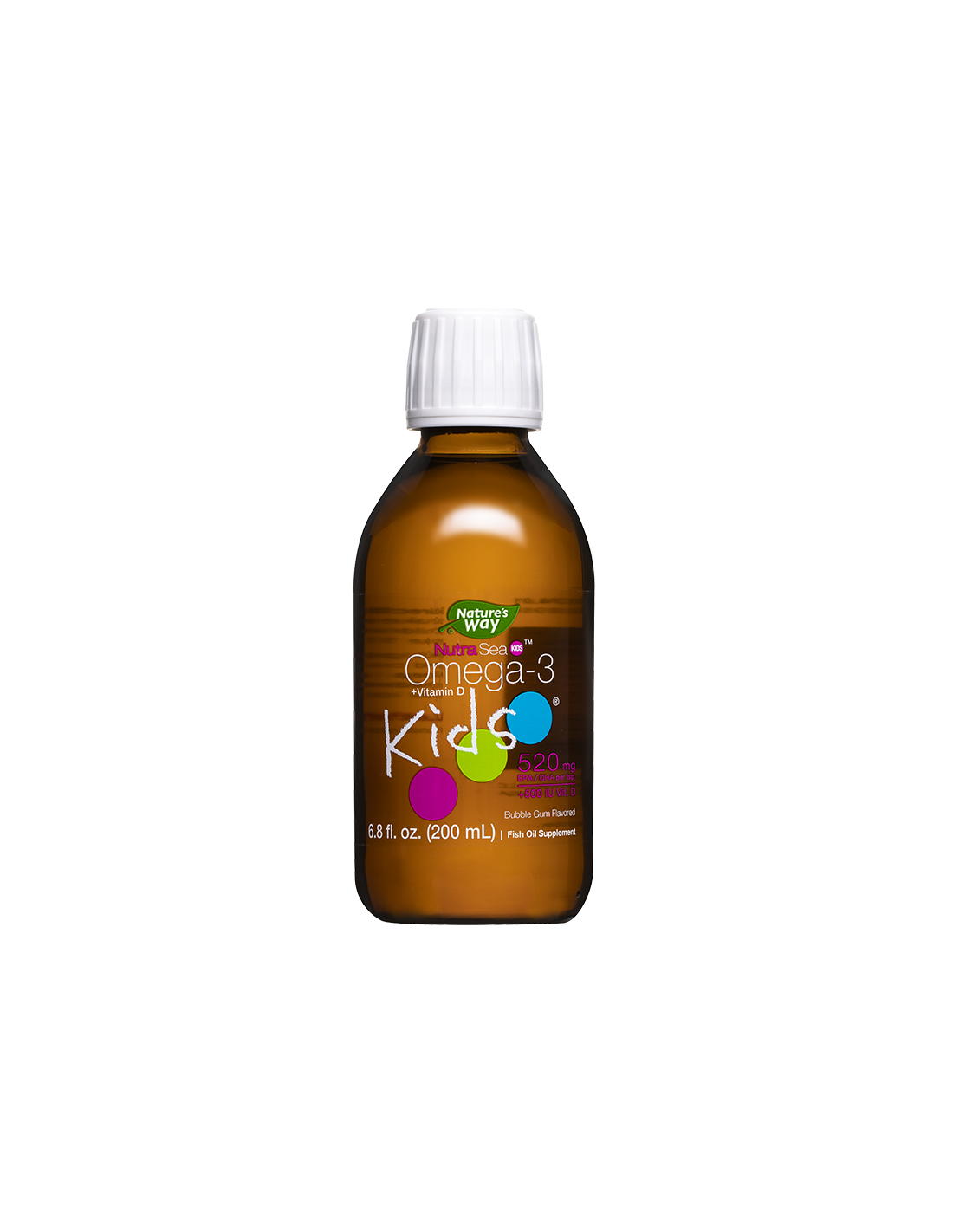 Omega -3 + Vitamín D3 pre deti - NutraSea Kids - Vysoko stráviteľná tekutá receptúra, 200 ml, s chutnou chuťou
