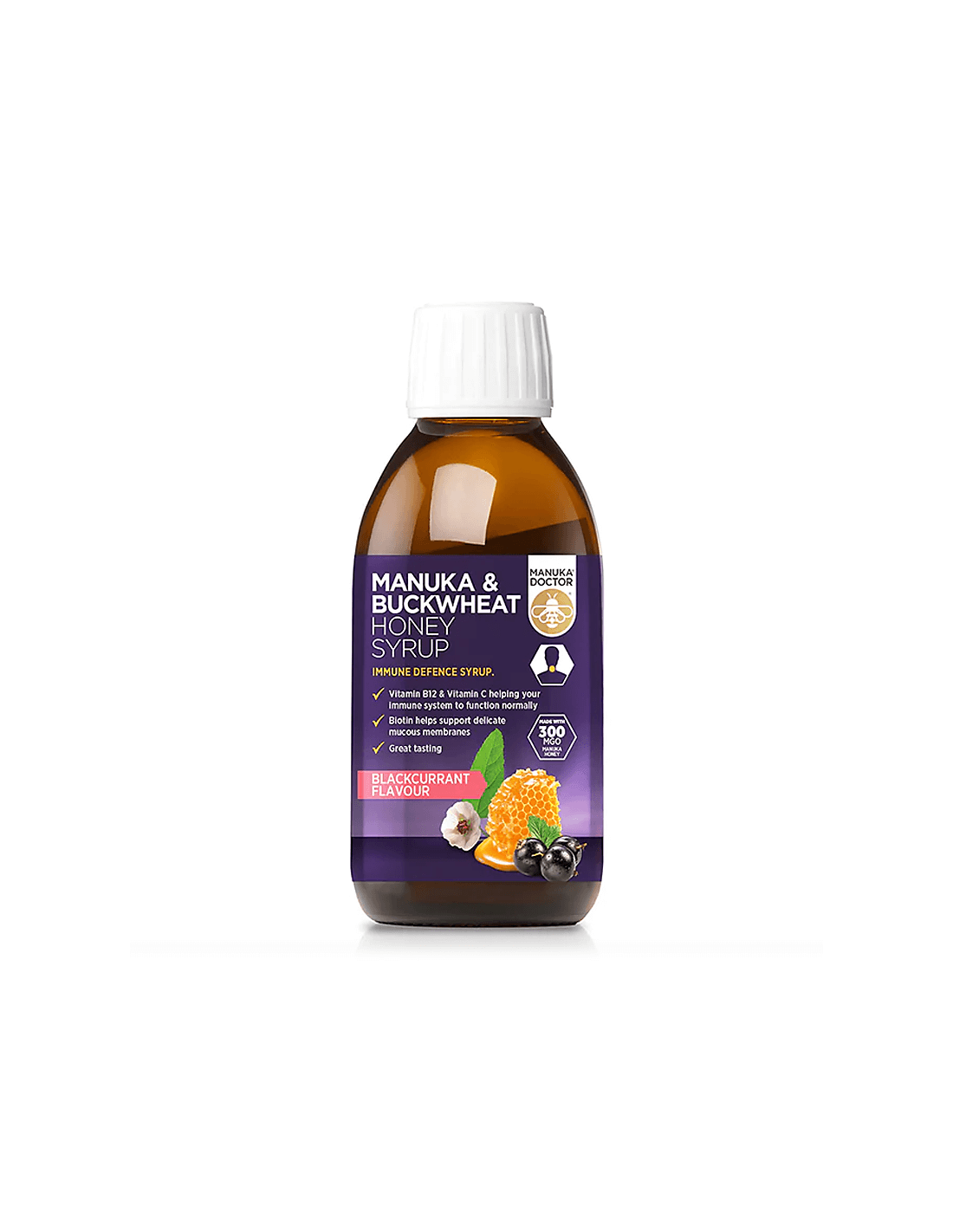 Imunita - sirup s manuka medom (300 mgo) a pohánky, 200 ml sirupu, príchuť čierneho rízu