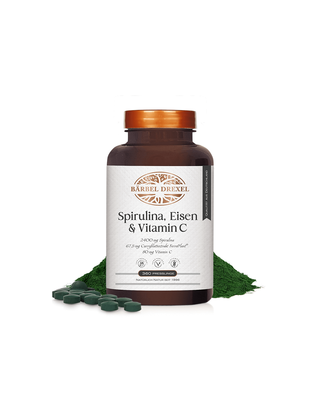 Spirulina a kari železo a acerola vitamín C - anémia a únava vzorec, 360 tabliet