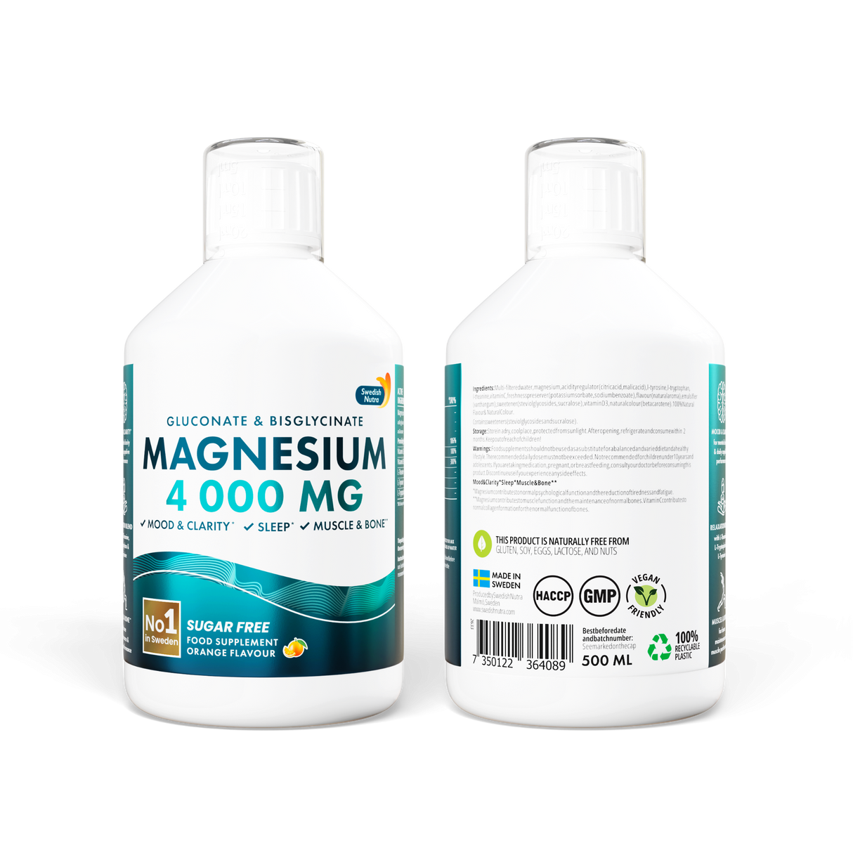 Kvapalný horčík 4000 (bisglycinát a glukonát) 500 ml