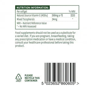 Vitamín E Natural 400iu 60 kapsúl <tc>Natures Aid</tc>