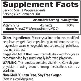 Najlepší prírodný vitamín K2 Mk -7 45 McG - 180 kapsúl