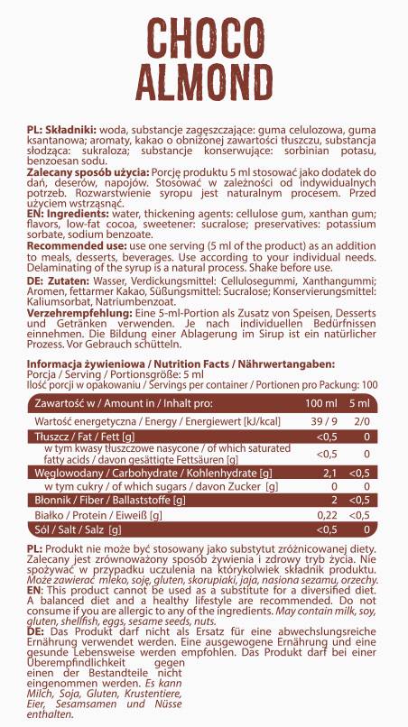 Sirup nula kalórie | Choco Almond - 500 ml
