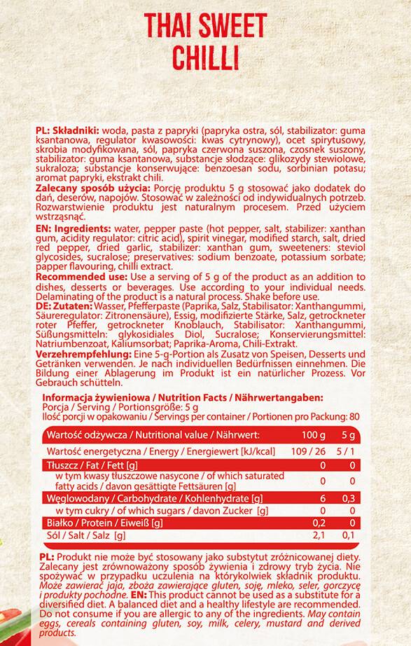 Thajská sladká chilli omáčka Nízka kalória - 400 ml