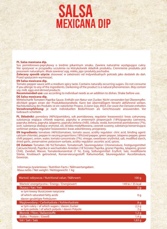 Salsa Mexicana Dip - 1 000 gramov
