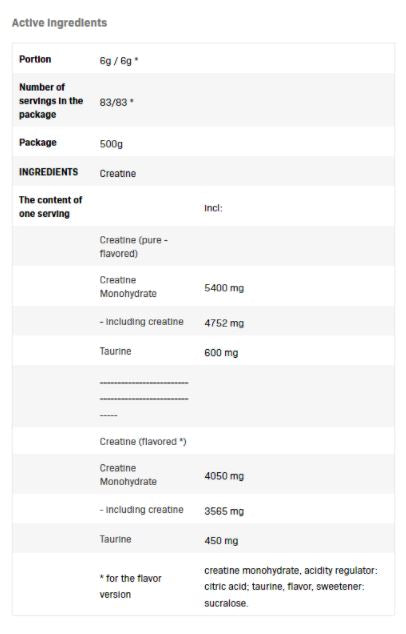 Kreatín príchuť - 0,500 kg