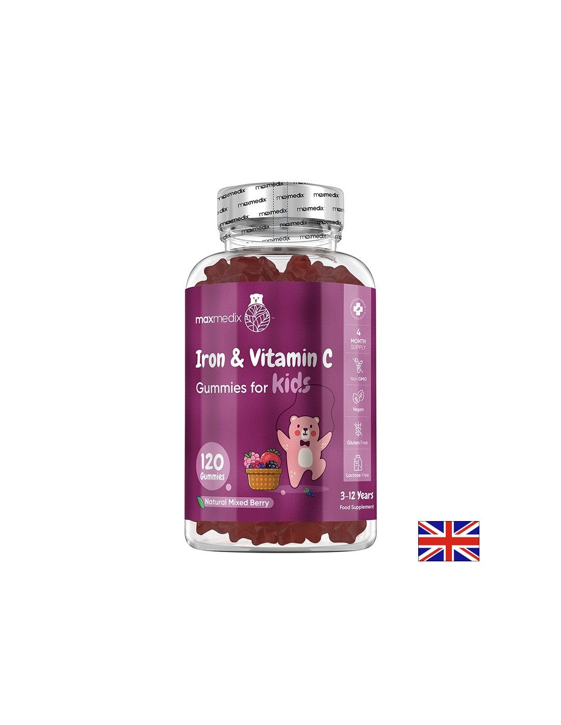 Anémia - železo 7 mg + vitamín C 10 mg (pre deti), 120 želé tablety, príchuť bobúľ