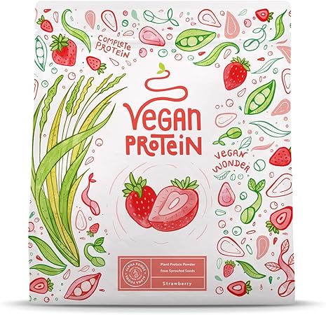 Strawberry vegánskych proteínov - 600 g vyrobených v Nemecku - Alpha Foods