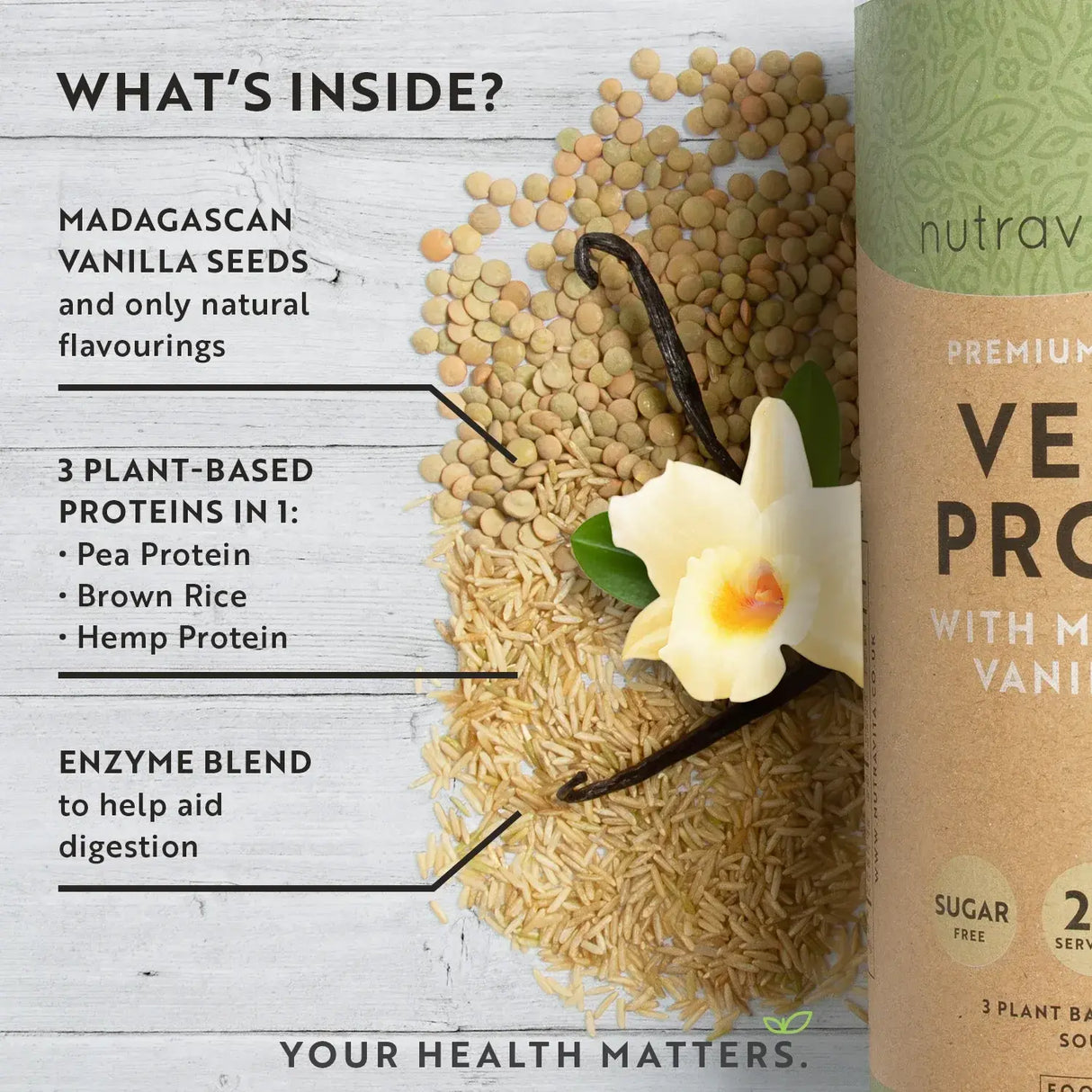 Vegánsky proteín + enzýmy - 750 g (vanilka) <tc>Nutravita</tc>