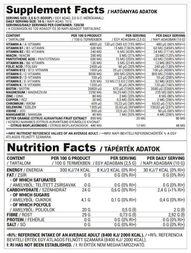 Viacprávny prášok S vitamínmi a minerálmi - 300 gramov