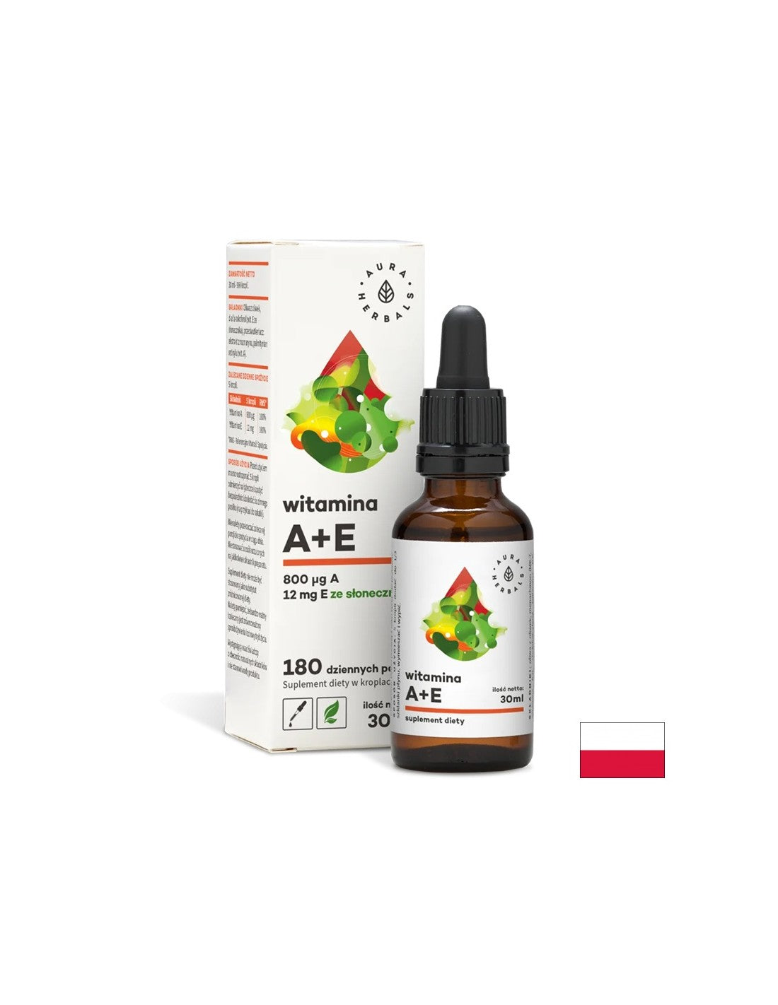 Zrak a imunita - Vitamín A (800 μg) + E (12 mg), 30 ml kvapky <tc>Aura Herbals</tc>