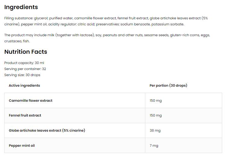 Tráviace kvapky Zdravie tráviaceho systému 30 ml