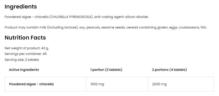 Chlorella - 1 000 tabliet