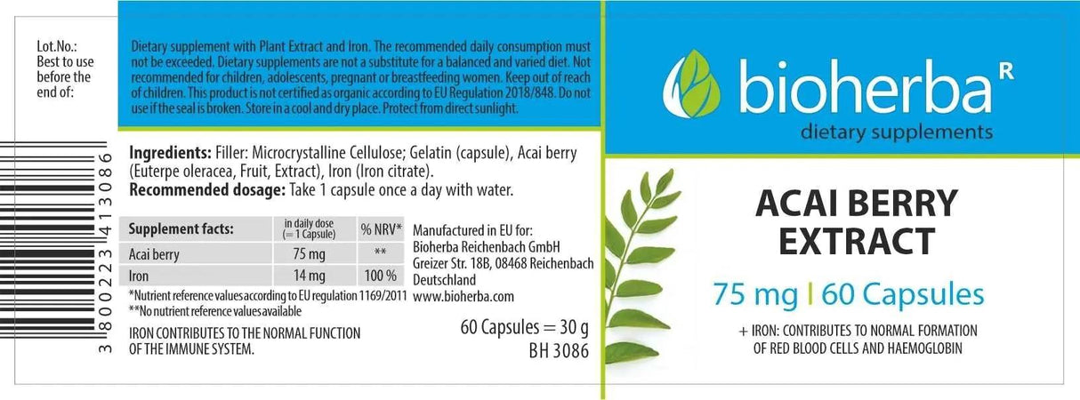 Acai bobuľový extrakt 75 mg - 60 kapsúl