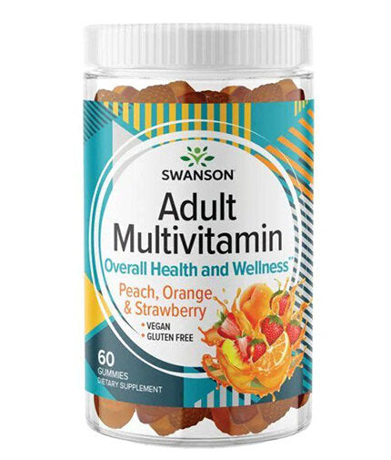 Multivitamínové guma pre dospelých Peach, Orange & Strawberry - 60 žuvacích tabliet