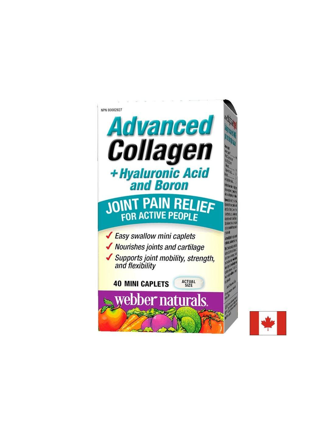 Pokročilý kolagén + kyselina hyalurónová a bór/ Kolagén + kyselina hyalurónová a bór x 40 mini kapsuliek <tc>Webber Naturals</tc>
