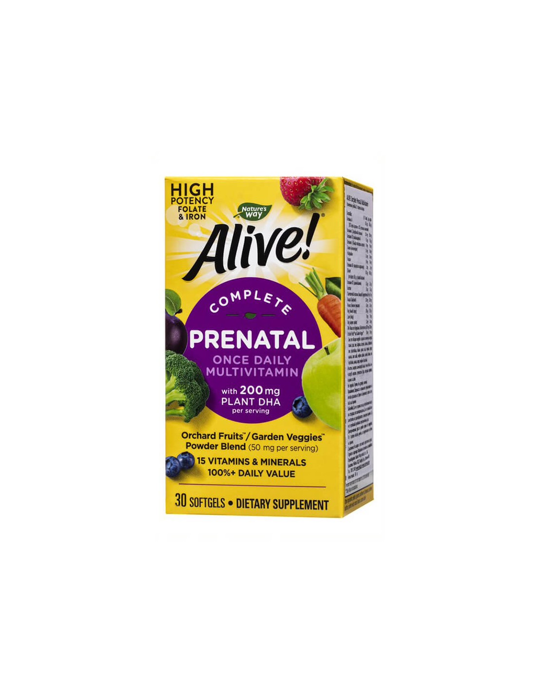 <tc>Alive</tc>! Kompletný prenatálny multivitamín <tc>Alive</tc>! - Multivitamíny pre tehotné a dojčiace ženy (s rastlinnou DHA), 30 mäkkých želatínových kapsúl Nature's Way