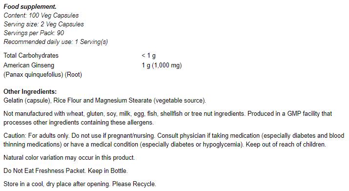 American Ginseng 500 mg - 100 kapsúl